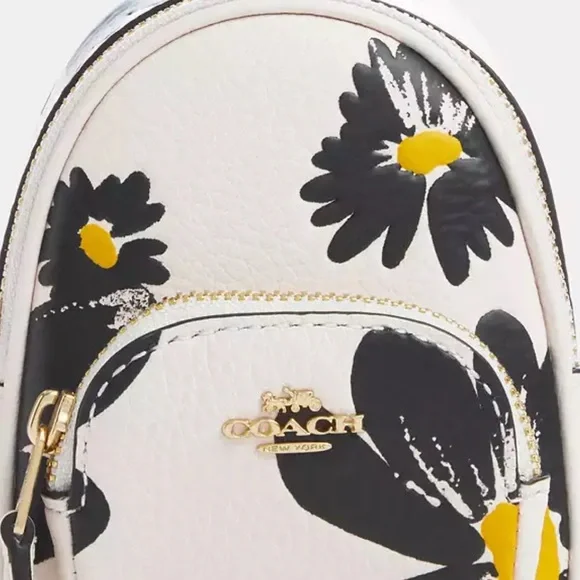 Coach NWT Mini Court Backpack Bag Charm With Floral Print - Picture 2 of 12